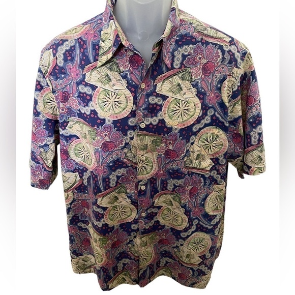 REYN SPOONER Hawaiian Tradition Aloha Collared Shirt Men L Large - Picture 1 of 5